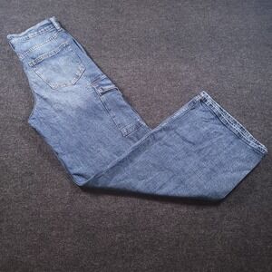 Silver Jeans Denim Cargo Wide Leg Jeans Womens 27x33‎ Blue Relaxed Fit High Rise